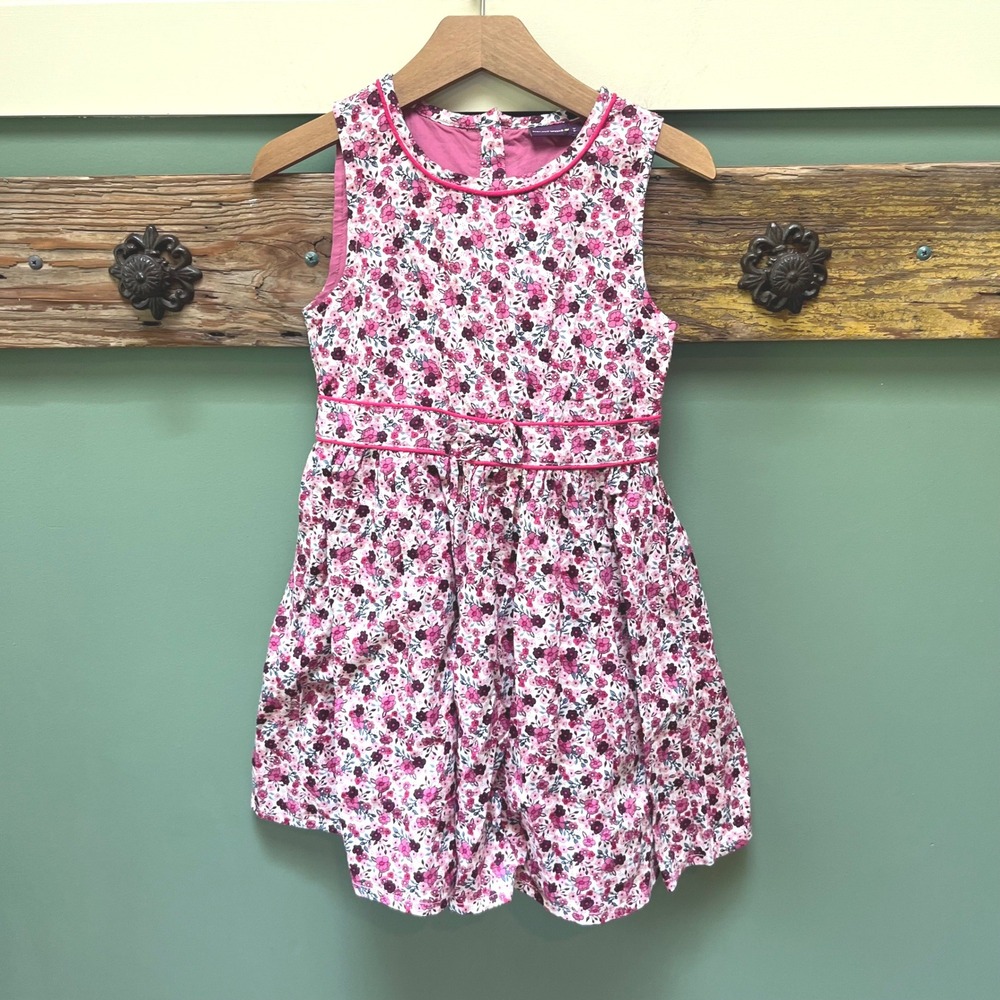 Sergent Major Girls Pink Purple Floral Sleeveless Bow Dress Size 8Y French Brand